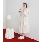 ナルエー　ルームウェア　ワンピース　ネグリジェ　シュークリームガーゼ　ダブルガーゼ　綿100％　秋冬　ハート柄　アイボリー　ムーンタン　51008