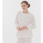 ナルエー パジャマ ルームウェア 暖か ふわふわ もこもこ スノーパウダー 無地 ペプラム切替 前開き モコモコ 上下セット ピンク 82402 スポットセール