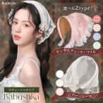 カチューシャ バブーシュカ シアー レース ギンガムチェック フリル ヘアアクセサリー バンダナ 三角巾 帽子 可愛い 韓国 トレンド y2k