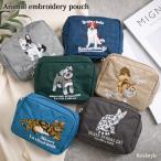 ポーチ 小物入れ レディース ミニポーチ アニマル 刺繍 小さめ 軽い 犬 猫 シュナウザー 撥水 マチ付き 小物 化粧ポーチ ネコ イヌ 動物 持ち歩き 旅行 かわいい