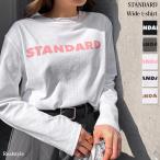 Tシャツ レディース 長袖 綿100％ 秋 冬 コットン カットソー 丸首 ロンT ロゴ プリント 春 夏 薄手 トップス おしゃれ カジュアル 大きめ 英字 STANDARD 爆買