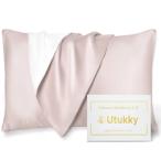 Utukky シルク枕カバーTVで紹介まくらカバー 片面シルク 43×63cm 封筒式枕カバー シルクピローケース テンセル 洗える 寝癖軽