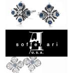 ソファアリ SofferAri ミディアム E.C. バッヂ カフリンクス w ダイヤモンド センターズ &amp; サファイアズ CUFFLINKS カフスボタン