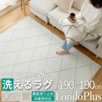 ラグ ラグマット カーペット 洗える 厚手 北欧 おしゃれ 2畳 190×190 滑り止め付き 防音 床暖房対応 ベニワレン モロッカン / ロンドプラス