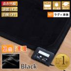 ホットカーペットセット 2畳 ラグ 本体 遠赤外線 速暖 抗菌 防臭 防ダニ 185×185cm 自動オフ ブラック ライトキャスト