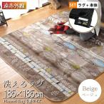 ホットカーペットセット ラグ 本体 遠赤外線 速暖 2畳 抗菌 防臭 防ダニ 185×185cm 自動オフ ベージュ パティオ 母の日
