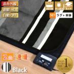 ホットカーペットセット ラグ 本体 遠赤外線 2畳 抗菌 防臭 防ダニ 185×185cm 自動オフ ストライプ ブラック ランドII 母の日