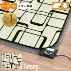 ショッピングホットカーペットカバー ホットカーペットセット 1.5畳 ラグ カバー 本体 セット 抗菌 防臭 防ダニ 130×185cm 省エネ コンパクト 幾何学柄 アイボリー メビウス