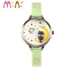 MINI デコウオッチ（ライトグリーン）ネコ　月　かわいい　3D　メルヘン　レディース　腕時計