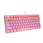 E元素ゲーミングキーボード 茶軸メカニカル式キーボード 全キー防衝突81キーコンパクト設計 レインボーLEDバックライト付き 角度調節と防水機能