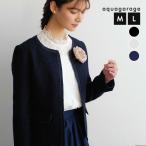 ジャケットノーカラーツイードレディース春秋冬ML長袖カラーレスノーラペルラ...