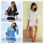 ショッピングビーチウェア ビーチウェア 水着の上に着るカーディガン ロング丈 レディース ビーチガウン 紫外線対策 日焼け防止 体型カバー ビーチ 海 羽織り 水着 ラッシュガード レトロ