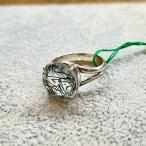 シルバーリングブラックルチルクォーツ18号希少天然石シルバー925指輪天然...