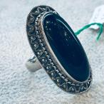 大粒ブラックオニキスリングシルバー925天然石指輪リング19号925刻印ハ...