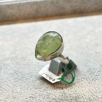 シルバーリングプレナイト19号天然石グリーンシルバー925925刻印ハンド...