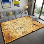 カーペット ラグ 絨毯 じゅうたん マット 海賊 宝の地図 ヴィンテージ調 レトロ調 派手 子供部屋 ユニーク おしゃれ かわいい 滑り止め付き