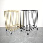 ランドリー バスケット ラグジュアリー スクエア型 キャスター 付き おしゃれ かわいい インテリア エレガント 洗濯 カゴ コンパクト スリム 黒 ゴールド