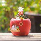 プランター りんご 猫 かわいい 庭 樹脂 アニマル ねこ アップル 鉢植え 植木鉢 ガーデニング 雑貨 ガーデン雑貨 ガーデンインテリア ガーデン インテリア