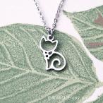 猫ネックレスレディースステンレスシ...