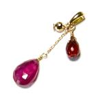 【Rvaru】K18トップ ルビー ガーネット ドロップ ミラーボール ペンダントトップ K18YG 18金イエローゴールド ネックレストップ 7月 1月 誕生石 天然石