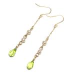 K18ピアスペリドットドロップ淡水...