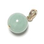 【Rvaru】K18 翡翠 ペンダント トップ ミャンマー産 本翡翠 10mm 硬玉 ネックレス チャーム K18YG 18金イエローゴールド チョーカー ヘッド 5月 誕生石 天然石