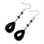 K18ピアスオニキスドロップブルー...