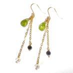 K18ピアスペリドットサファイア淡...