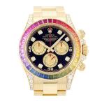 ROLEX ロレックス DAYTONA デイトナ 116598RBOW レインボー ランダム 8Pダイヤモンド 赤針 ブラック 黒 K18YG イエローゴールド メンズ 自動巻き
