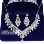  серьги серьги колье 2 позиций комплект жемчуг свадьба свадьба свадебный аксессуары u Эдди ng серебряный 