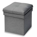 [山善] 収納スツール テーブル付き 座面が座布団にもなる 折りたためる オットマン 収納ボックス 椅子幅38*奥行38*高さ44cm かんたん組立 ライトグレー JLS-38Z(