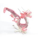 ショッピング辰 辰 龍の置物 七宝焼き ピンク 12cm 五本爪 玄関 風水インテリア 竜