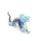 ショッピング辰 辰 龍の置物 七宝焼き 青 ブルー 7.5cm 五本爪 玄関 風水インテリア 竜