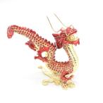 ショッピング辰 辰 龍の置物 七宝焼き 赤 朱色 12cm 五本爪 玄関 風水インテリア 竜