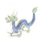 辰 龍の置物 七宝焼き 青 13cm 五本爪 玄関 風水インテリア 竜