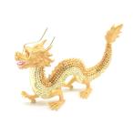辰 龍の置物 七宝焼き 金色 13cm 五本爪 玄関 風水インテリア 竜