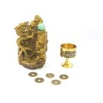 ショッピング辰 辰 龍の置物 銅製 風水セット 12cm 竜  銅杯 古銭 選べる天然石つき