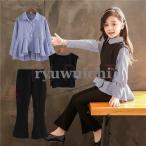 3点セット韓国子供服 子ども服 春秋 女の子 女児 チヨツキ 通学 ストライプ ブラウス 長袖 トランクス おしゃれ カジュアルキッズウエア ジュニア服