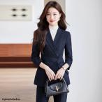 スーツ セットアップ レデース 韓国 春 スーツパンツ トップス 2点セット パンツドレス 結婚式 セレモニー 通勤 OL 入学式 お洒落 着痩せ 上品 30代 40代