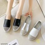 ショッピングキラキラ スリッポン スニーカー レディース 厚底 キラキラ ラインストーン 黒 白 大きいサイズ 牛革 カジュアル フラットシューズ ペタンコ おしゃれ