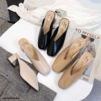 ミュール サンダル チャンキーヒール 歩きやすい 走れるミュール レディース Vカット スクエアトゥ 痛くない パンプス 太めヒール ハイヒール カジュアル