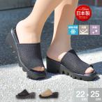 日本製 接触冷感 オフィスサンダル レディース 歩きやすい ウェッジソール カバードサンダル 黒 メッシュ スクエアトゥ ミュール ブラック ベージュ 75453