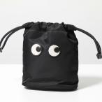 ショッピング巾着 ANYA HINDMARCH アニヤハインドマーチ 巾着バッグ DRAWSTRING POUCH EYES ドローストリング ポーチ アイズ 152983 レディース ナイロン 鞄 BLACK