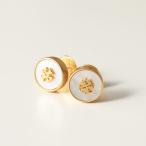 TORY BURCH トリーバーチ 74073 KIRA SEMIPRECIOUS CIRCLE-STUD キラ セミプレシャス サークルスタッズ ピアス ロゴ 100/RolledBlass/MotherofPearl レディース