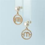 MIUMIU ミュウミュウ 5JO647 2DAM パール クリスタル ピアス アクセサリー F00Y7/ORO+CREAM+CRYSTAL レディース