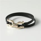 SALVATORE FERRAGAMO フェラガモ ブレスレット 76 5920 レディース ガンチーニ 2連 レザー アクセサリー 001/NERO-ORO