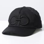 FERRAGAMO フェラガモ ベースボールキャップ 56 0024 メンズ ダブルガンチーニ 立体刺繍 コットン 帽子 001/NERO