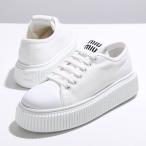 MIUMIU ミュウミュウ スニーカー 5E889D 3ARS レディース ローカット デニム プラットフォーム 厚底 ロゴ シューズ 靴 BIANCO