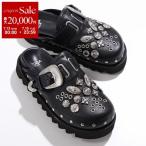 TOGA PULLA トーガ プルラ サボ サンダル Eyelet Metal Sabot AJ1058 レディース レザー アイレット メタル スタッズ シューズ 靴 BLACK