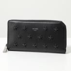 Jimmy Choo ジミーチュウ ラウンドファスナー 長財布 CARNABY/S OAJ カーナビー メンズ レザー スタースタッズ ロゴ 小銭入れあり BLACK/GUNMETAL